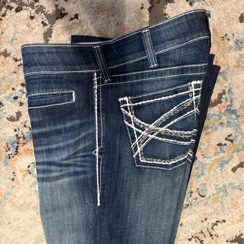 Ariat Dark Blue Boot Cut Jeans with White Stitching